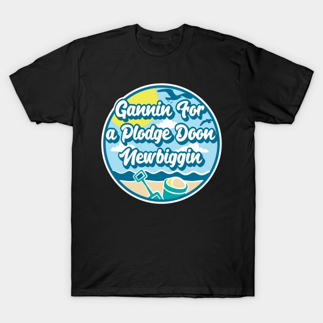Gannin for a plodge doon Newbiggin - Going for a paddle in the sea at Newbiggin T-Shirt by RobiMerch